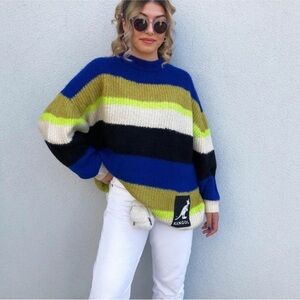 KANGOL X HM STRIPED OVERSIZED SWEATER SIZE XS